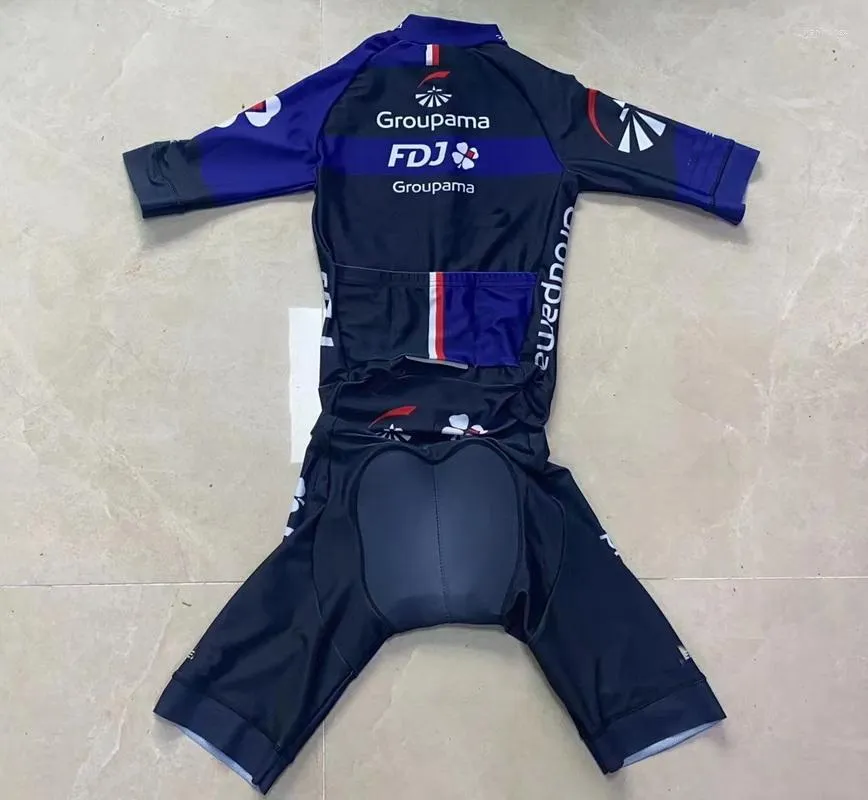 Conjuntos de carreras LASER CUT Skinsuit 2023 GROUPAMA FDJ TEAM Blue Bodysuit SHORT Ciclismo Jersey Bicicleta Ropa Maillot Ropa Ciclismo