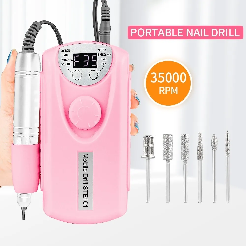 Cordless Nail Drill: 35000 RPM Rechargeable Manicure Machine