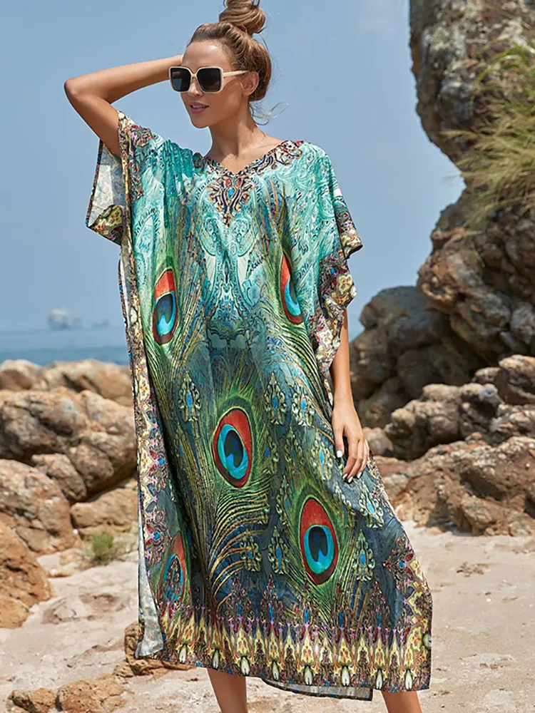 Womens Swimwear Easy Dry Beach Cover Up Ret Plage Vestido Playa Beach Pareo Swimsuit Cover Up Beachwear Wathing Suit Women Maxi Dress 230323