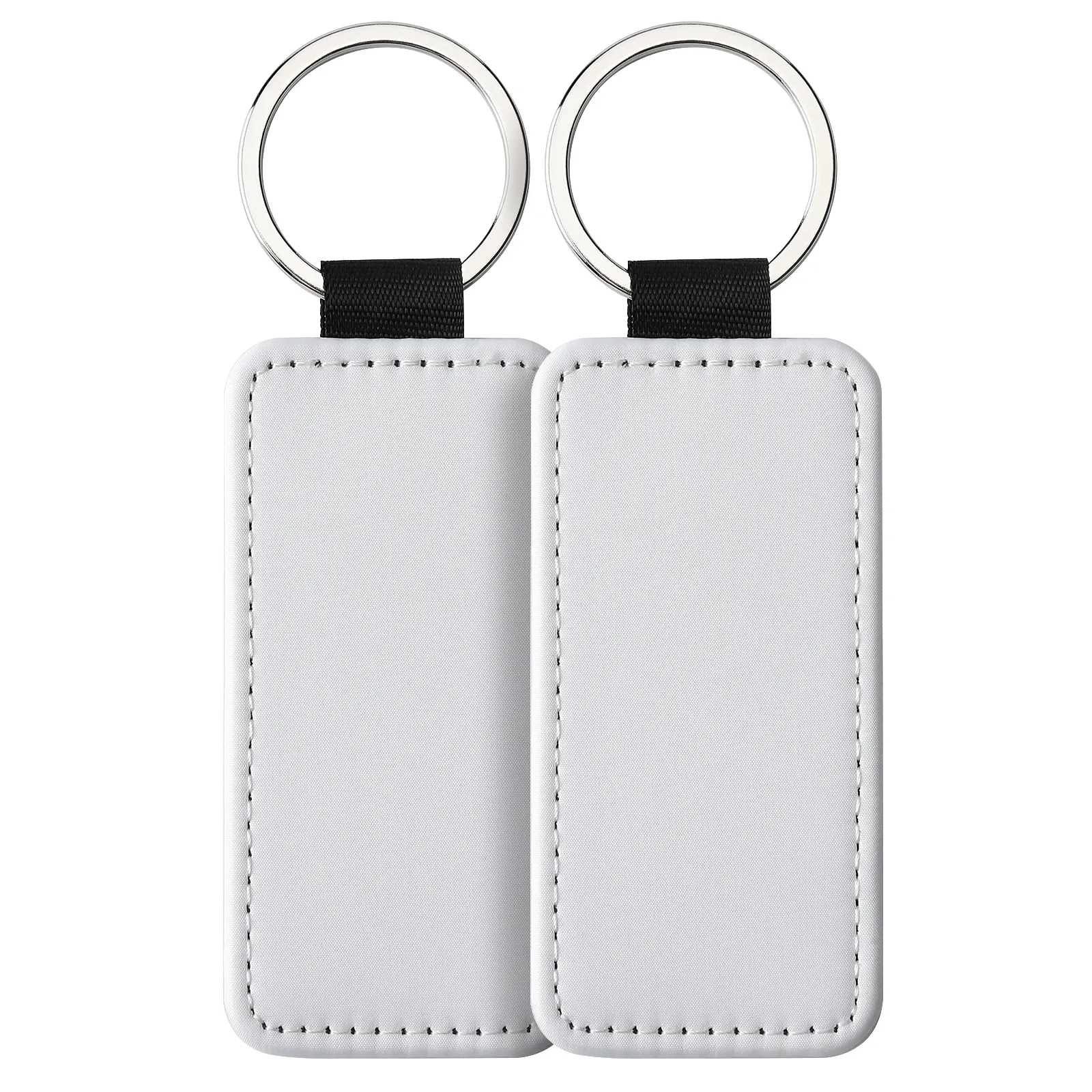 blanksub_006store DIY Sublimation PU Leather Keychain in Black and White with Heart Shape Leather Pendant