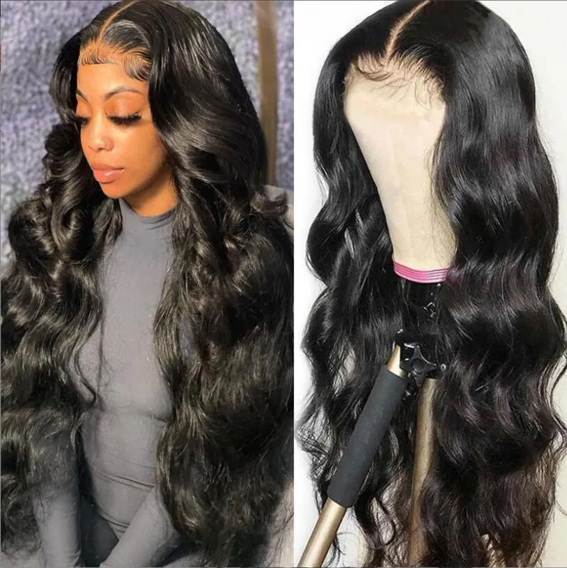 pequenas caixas de embalagem Perucas de Cabelo Humano Baby Prepened Body Wave Lace Front Wig 13X4 Hd Transparente Frontal Prepened Closure Brazilian Drop Deliver Dhna8