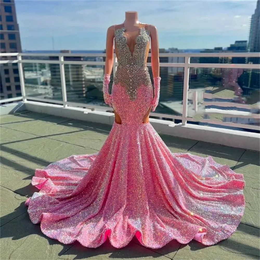 Glitter Pink Sequin Mermaid Prom Dress With Crystal Beading, Backless, Illusion Sleeves, Floor Length, 2024 From Bridalstore, $142.93 | DHgate.Com Glitter Pink Sequin Mermaid Prom Dress With Crystal Beading, Backless, Illusion Sleeves, Floor Length, 2024 From Bridalstore, $142.93 | DHgate.Com