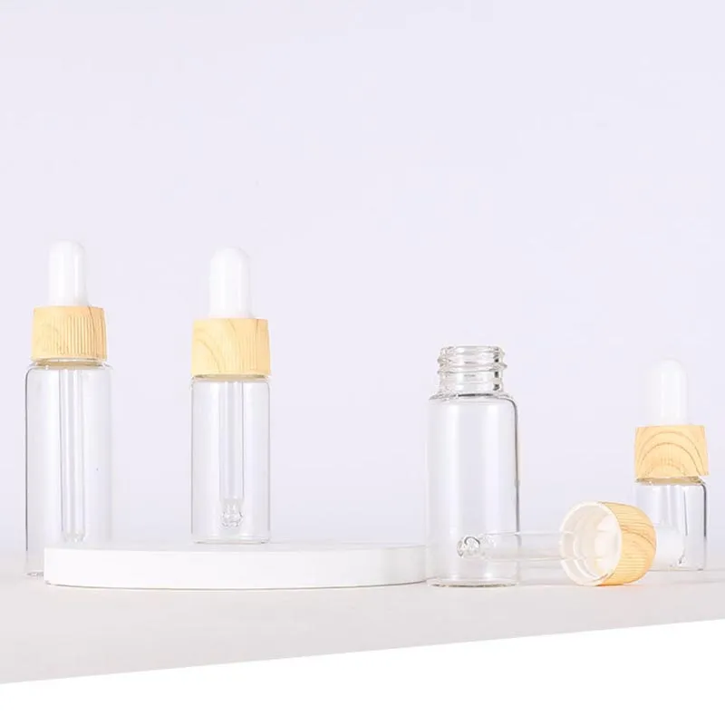 Transparent klar 5 ml 10 ml 15 ml 20 ml eterisk oljedropparflaskor serumflaskor för kosmetisk essens