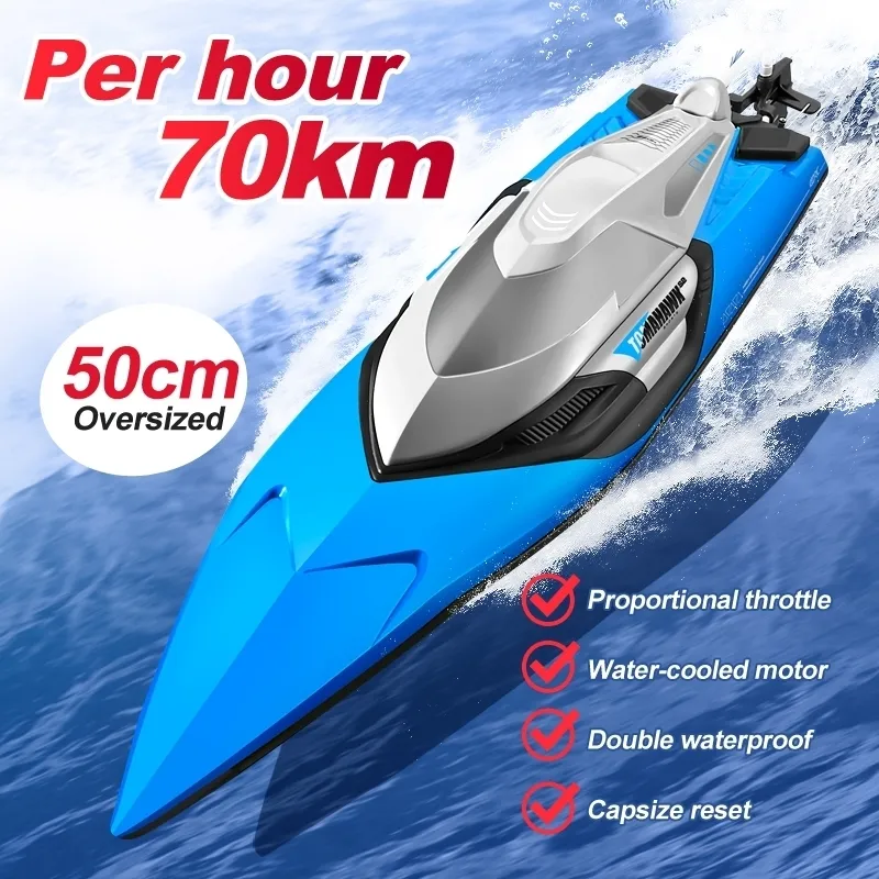 Электрические лодки RC 50 см Big RC Boat 70 км H Профессиональный дистанционный контроль высокий скоростной гонки выносливость 20 минут детские подарки игрушки для мальчиков 230323