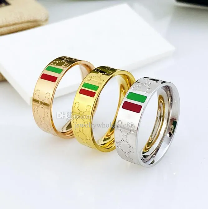 Luxury Fashion Unisex Band Rings Designer Rostfritt stål Letter Ring Bague för kvinnor Män älskare gåvor smycken parti storlek 5-11