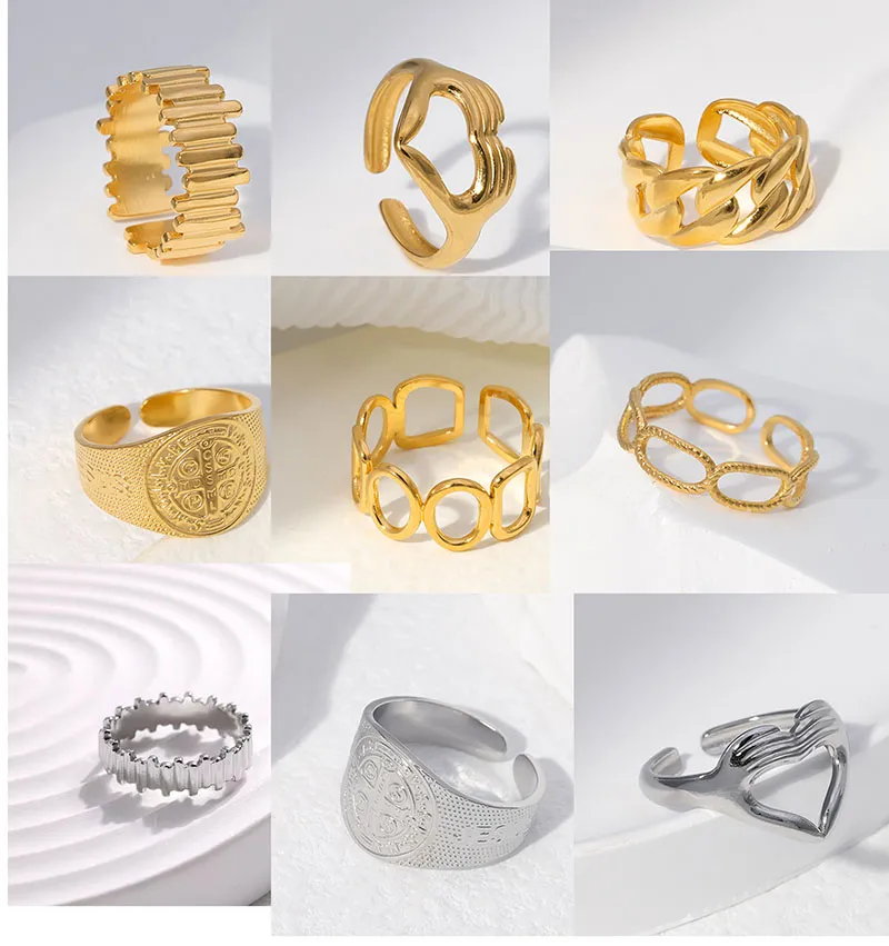 Mode roestvrijstalen sieraden eenvoudige vingerringen voor vrouwen meisje mannen verstelbare opening metalen ring elegant feest geschenken ons maat 7 9 9