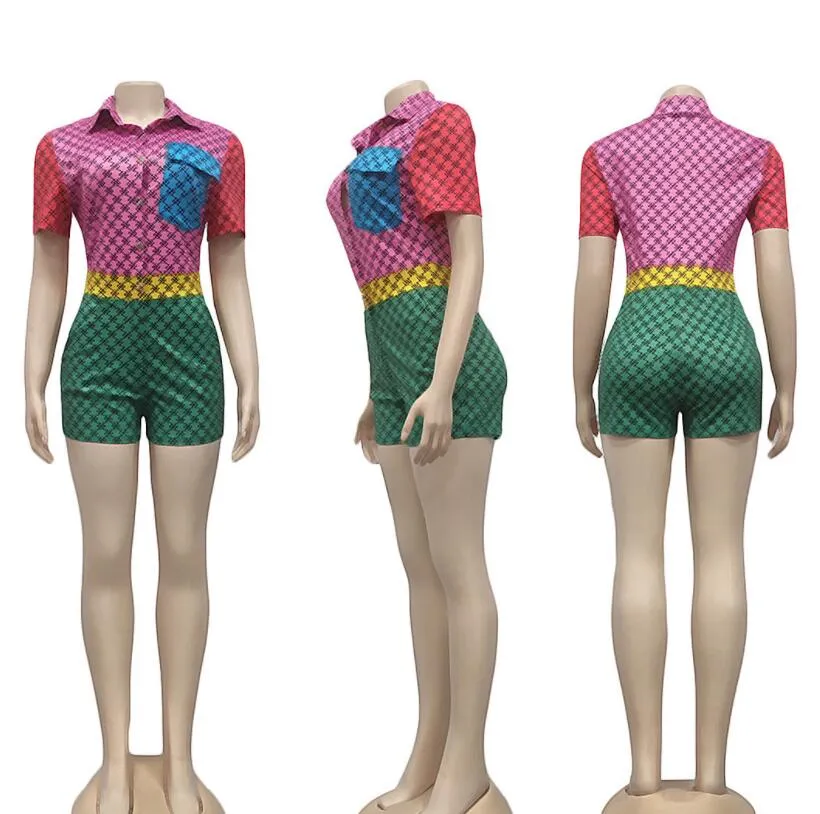 Damen -Overalls 2023gg Summer New Fashion Print Casual Splice Jumpsuit