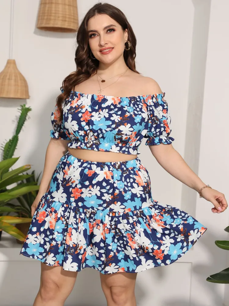 Elegant Plus Size 2 Piece Skirt Sets Photos