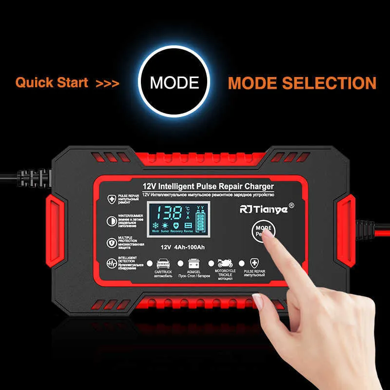 Chargeur de Batterie Intelligent EAFC 12V 6A avec Réparation par Impulsion  et Écran LCD