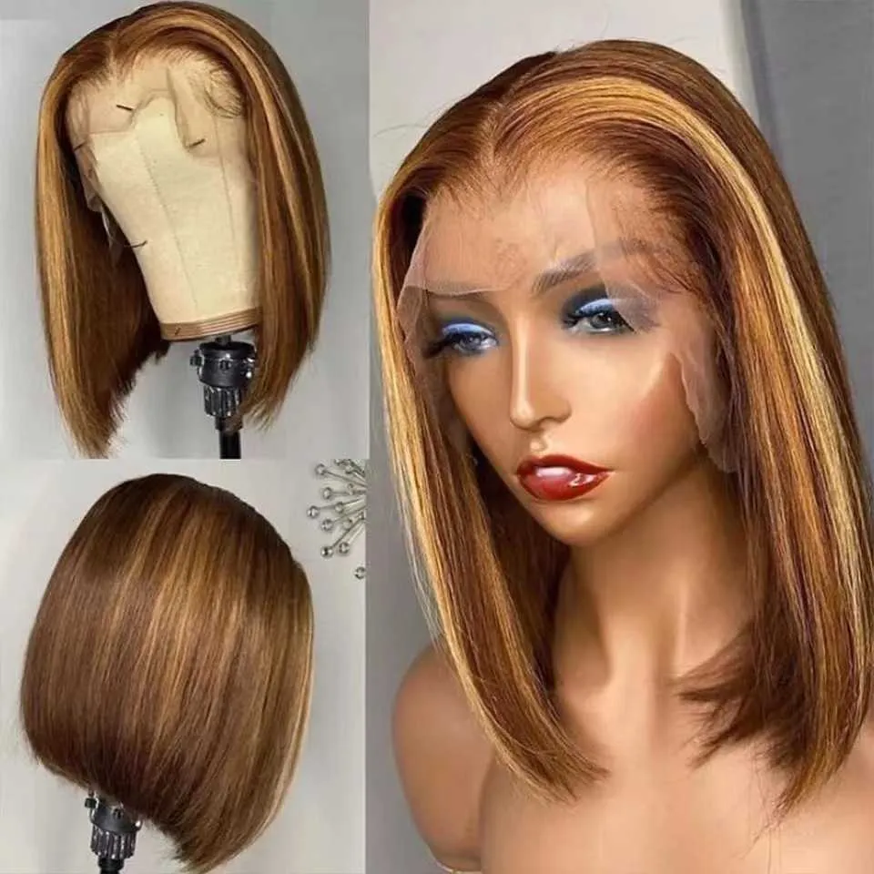 Cabelo curto feminino da peruca de renda 4x4 tampa da cabeça de renda frontal bob straigh tampa cheia de cabeça cheia de cabeça 2330323