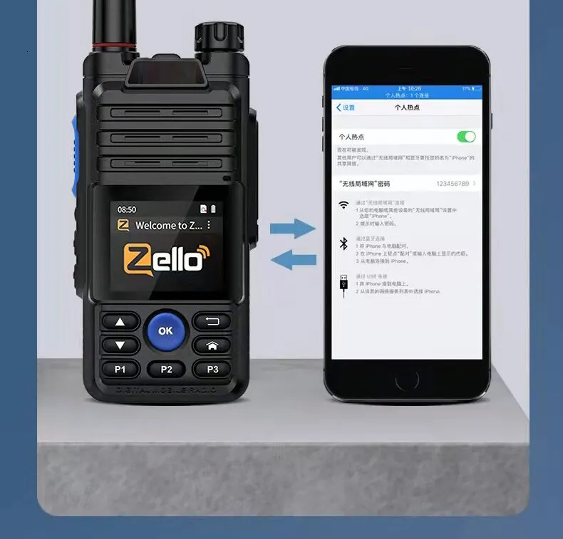 Walkie Talkie Ruyage ZL50 Zello 4g Radio Con Tarjeta Sim Wifi