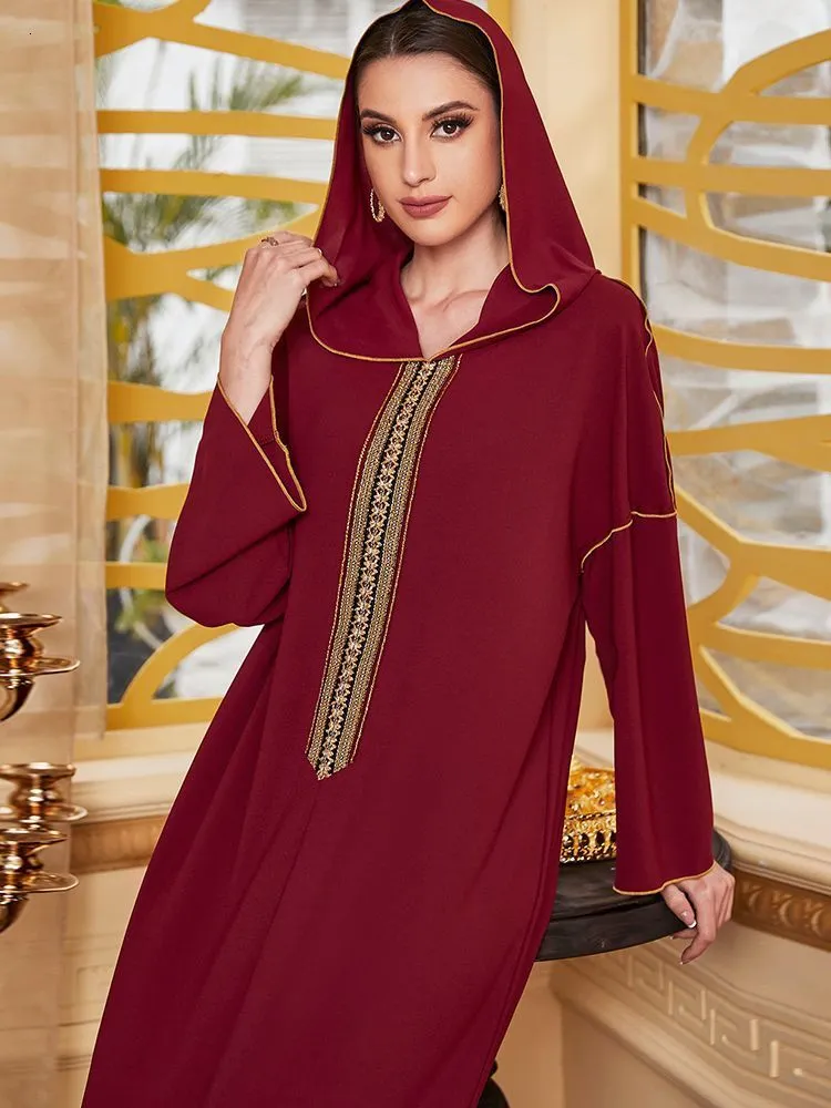 Ethnic Clothing Ramadan Eid Mubarak Red Abaya Dubai Arabic Turkey Islam Muslim Long Dress Abayas For Women Kaftan Niqab Robe Djellaba Femme 230324