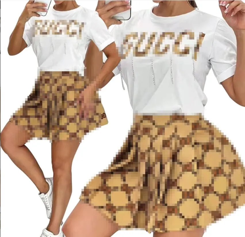 Women's Two Piece Dress 2023 GGsummer New Fashion Casual High Quality Two Piece Women's Short Skirt Set Women's Sets