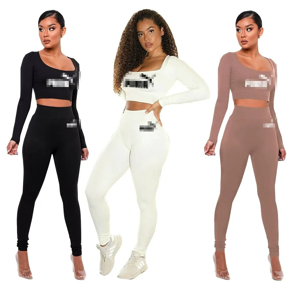 Women's Two Piece Sets Spring and Autumn Sexy Slimming Leisure Sports Fitness Yoga Long Sleeve