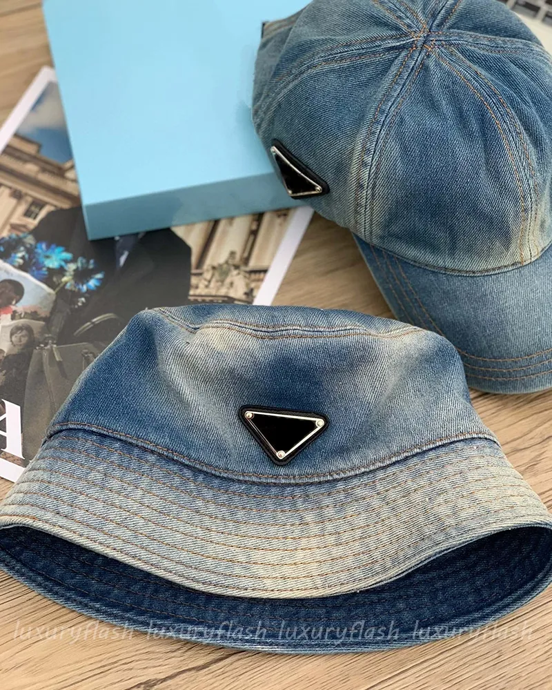 Designer Cappelli a bucket Cappelli a bordo Cappello da baseball per uomo e donna Fisherman Tie Dyeing Denim Blue Fashion Couple Street Sump Cierier Cappello Originale Qualità