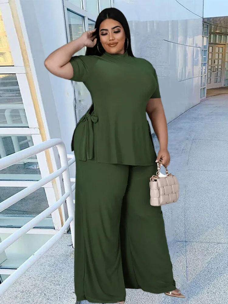 Women's Plus Size Pants 2 Piece Sets Pant Casual T Shirt and Trouser Loungewear Sexy Outfits Wholesale Bulk Drop 230324