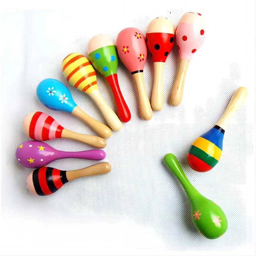 Hochet en bois pour enfants Maracas Cabasa Instrument de musique Marteau de sable Orff Instrument Jouets pour bébés