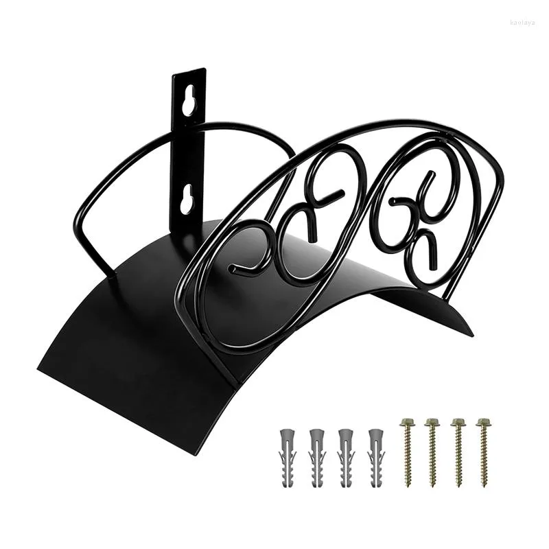 Watering Equipments Metal Garden Hose Holder Decorative Water For Outside Wall Mount Hanger Organizer Black Sturdy