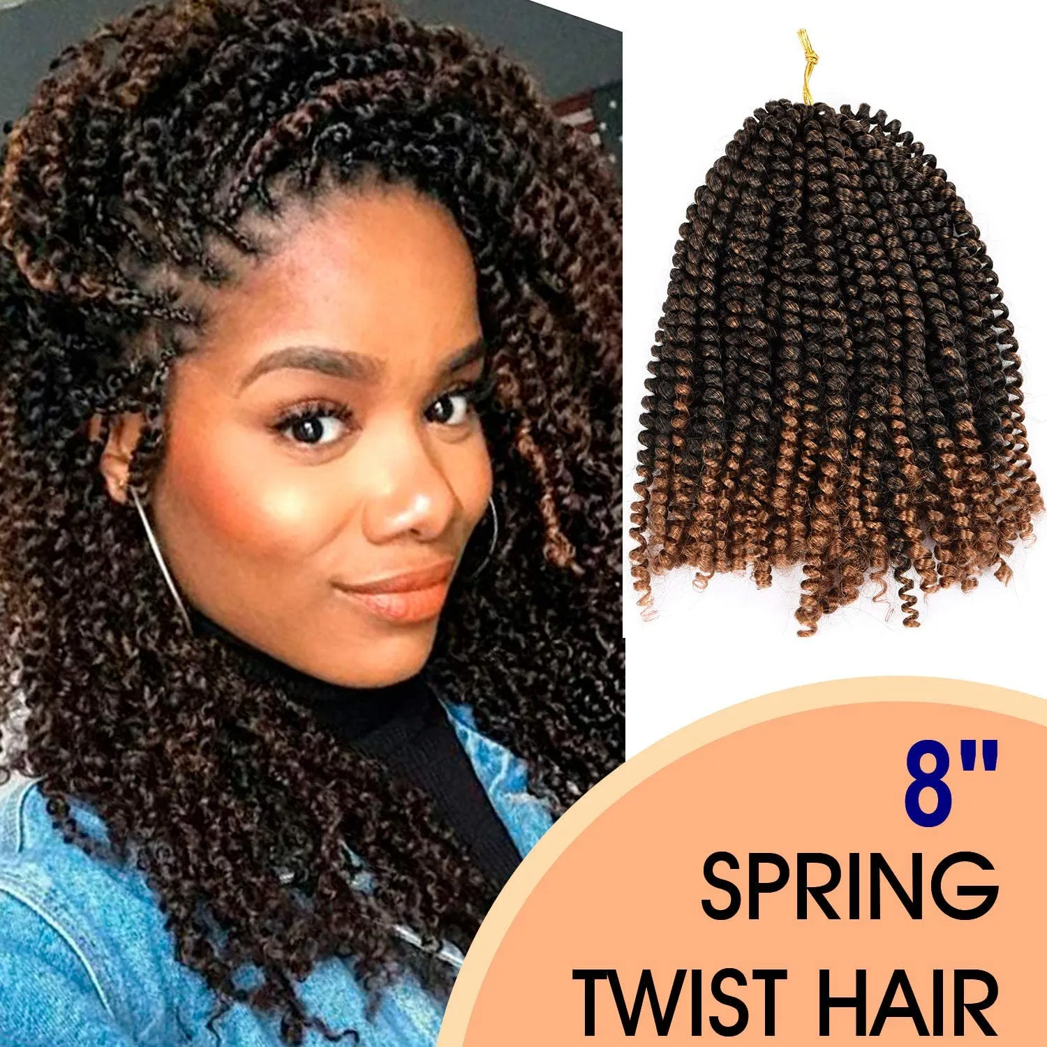 Großhandel Ghana Spring Twist Hair Expression 8 Zoll rote kurze Ombre synthetische Häkelzöpfe