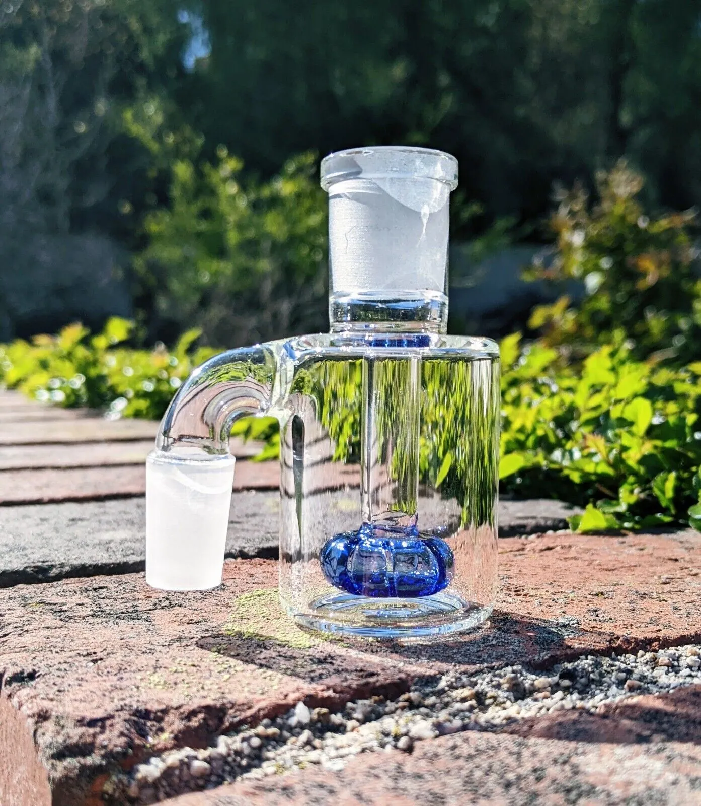 Catcher di cenere di vetro blu da 3 pollici 14mm 90 gradi Mini narghilè Bong di vetro Catchers d'acqua Pyrex trasparente Gorgogliatore