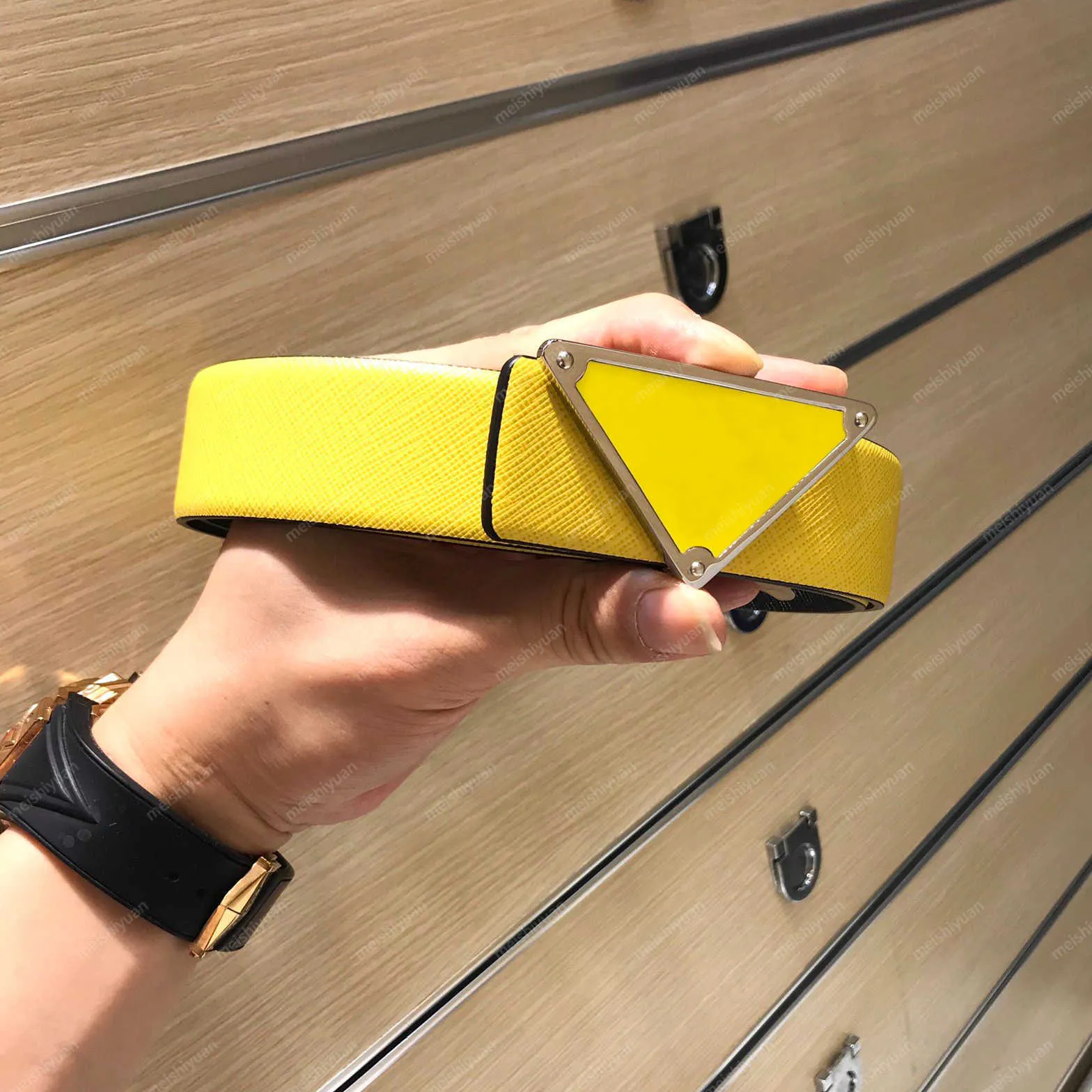 Fendi Yellow Designer Belt Mens Luxury Leather Belt: Designer - Main Image