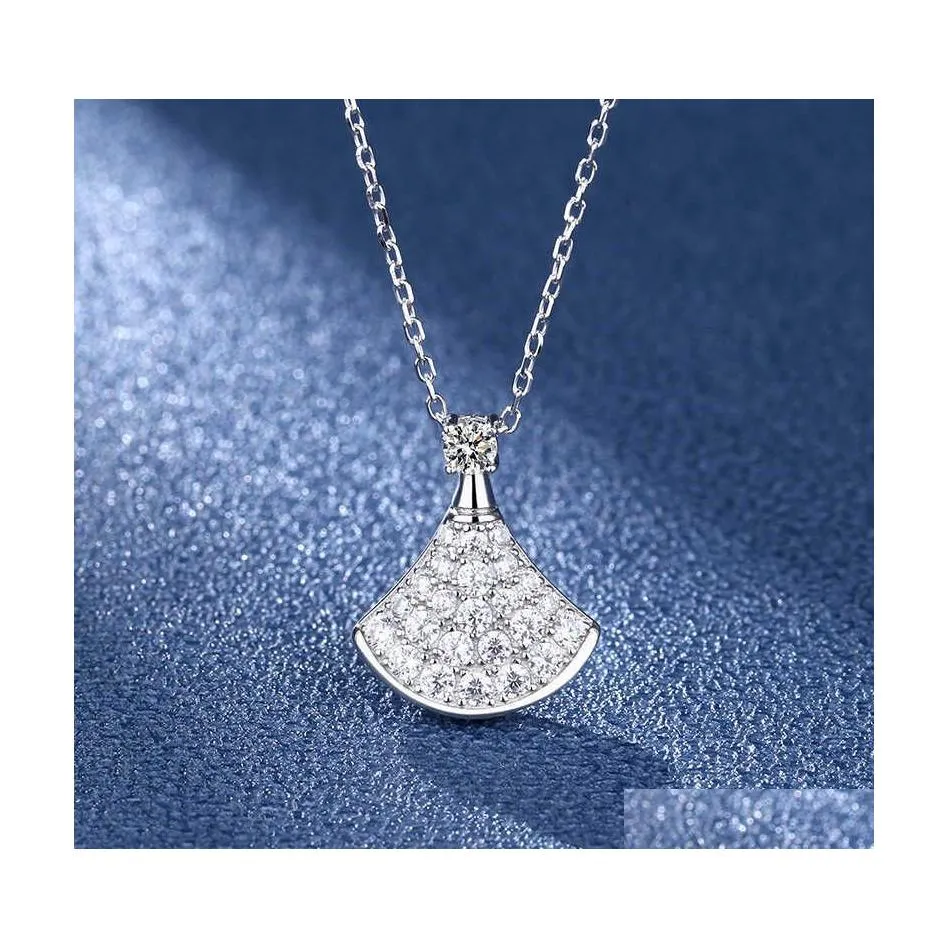 Pendant Necklaces Strands Strings Mosan Diamond Sterling Sier S Skirt Necklace Baojia Threelayer Electroplating Process Au750 Dhco6