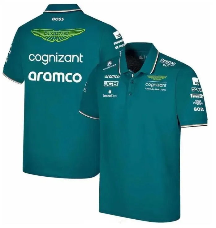 2023 Polos pour hommes Aston Martin Aramco Cognizant F1 Polos 2023 Polo officiel de l'équipe Été décontracté à manches courtes à séchage rapide pour hommes Taille S-5XL