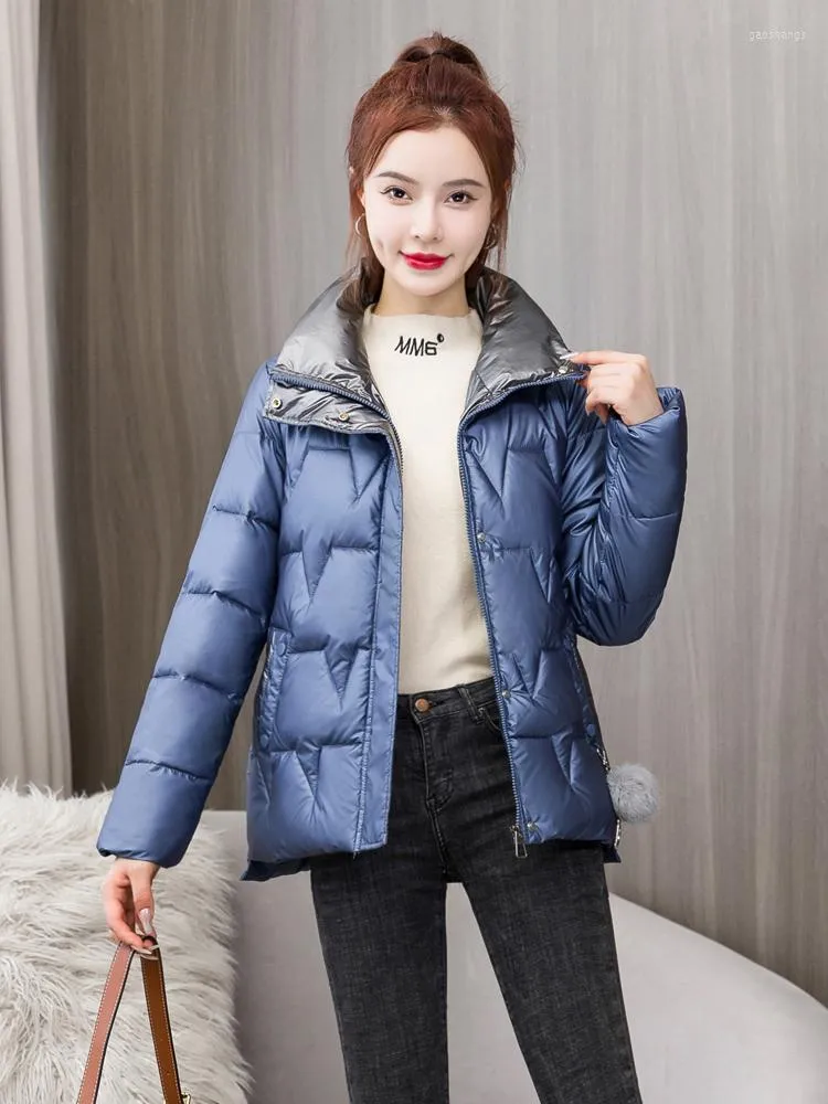 Women's Trench Coats Explosive Down Cotton Jacket Female Short Winter Korean Version Of Thickened Bright Surface Loose