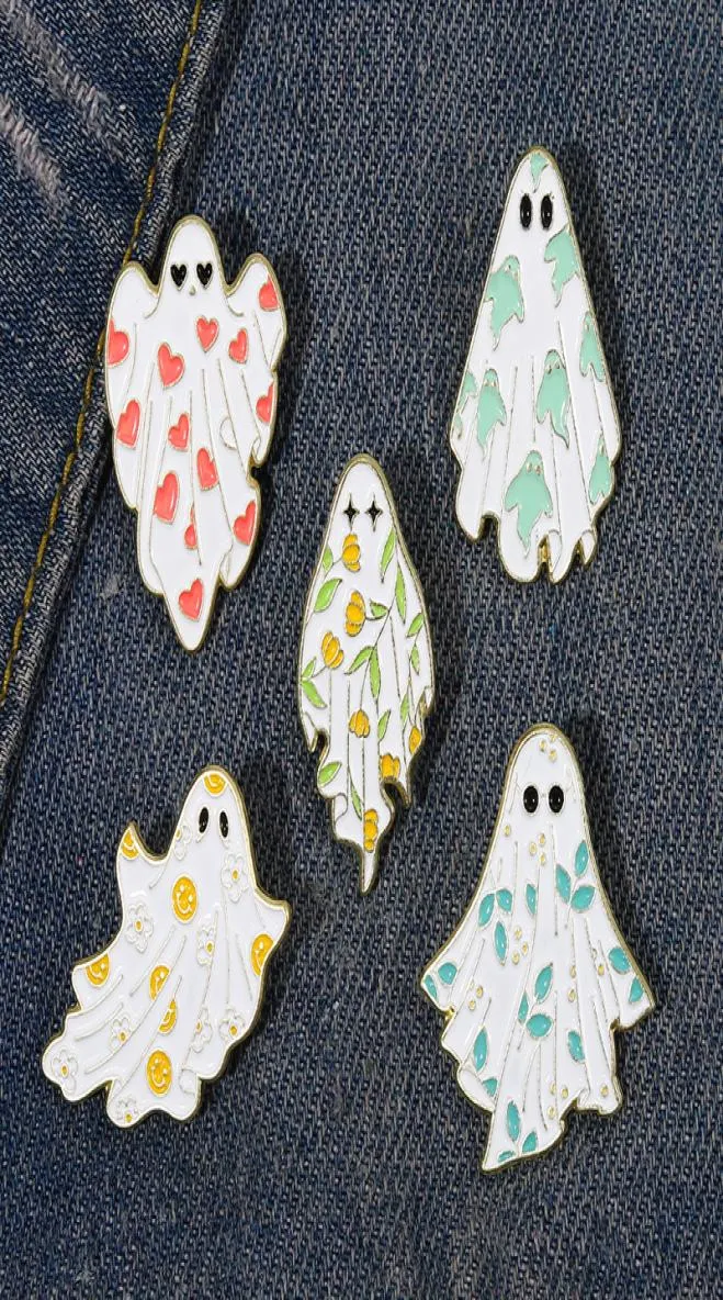 Ghost Enamel Pins Brooches Flower Punk Halloween Funny Cute Metal Badges Custom Lapel Women Kids Gifts Gothic Jewelry4516824