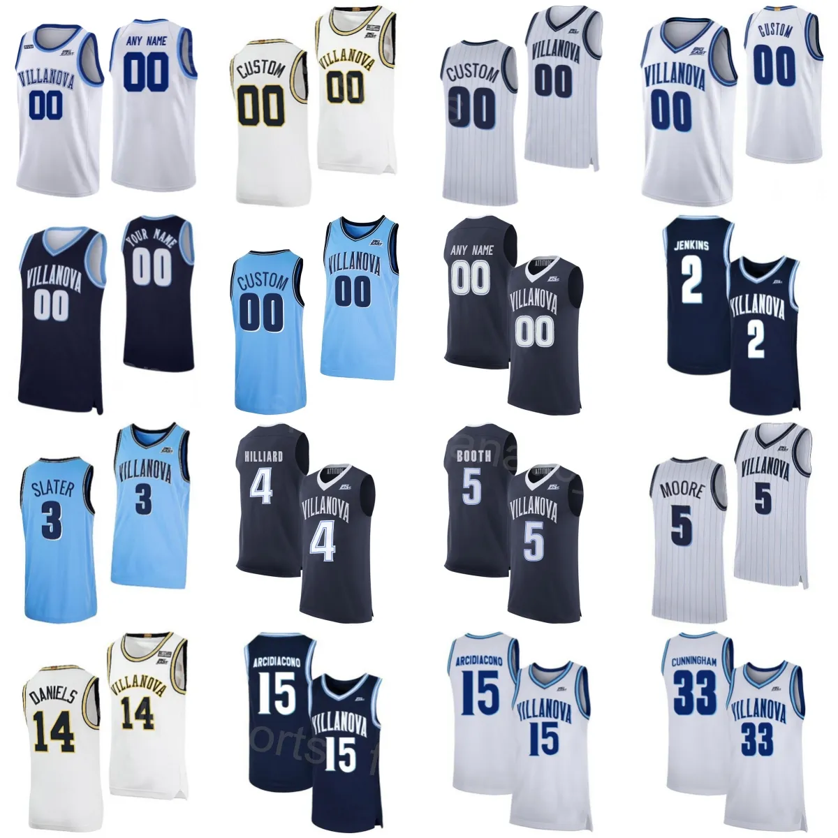 Villanova Wildcats Basketball College 2 Kris Jenkins Jersey 1 Scottie Reynolds 4 Darrun Hilliard 5 Phil Booth 15 Ryan Arcidiacono Dante Cunningham Männer Kinder Frauen Frauen