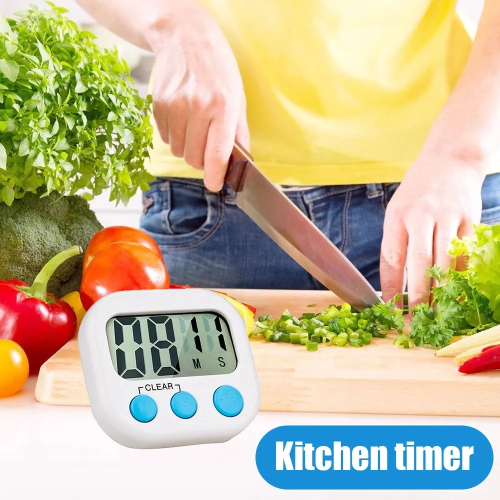 Kitchen Countdown Timer Magnetic LCD Digital Alarm With Stand White ...