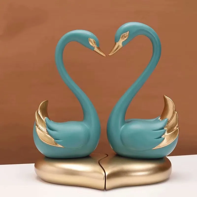 Modern Çift Kuğu Kalp Kalp Baskı Reçine Dekorasyon Parçası Yaratıcı Ev Dekorasyon Modern Düğün Hediyesi