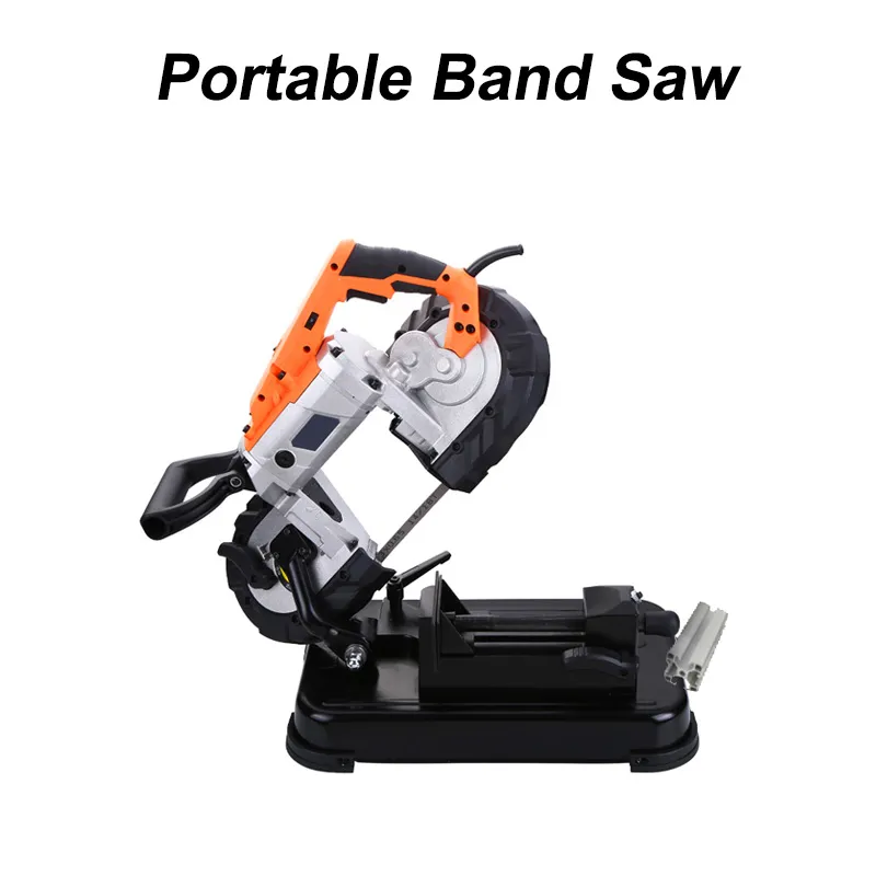 1100W PORTABLE BAND SAW avtagbar legering Stål Basen Cordless Band Saw Cutting Capacity Hand Hålls för Metal Wood