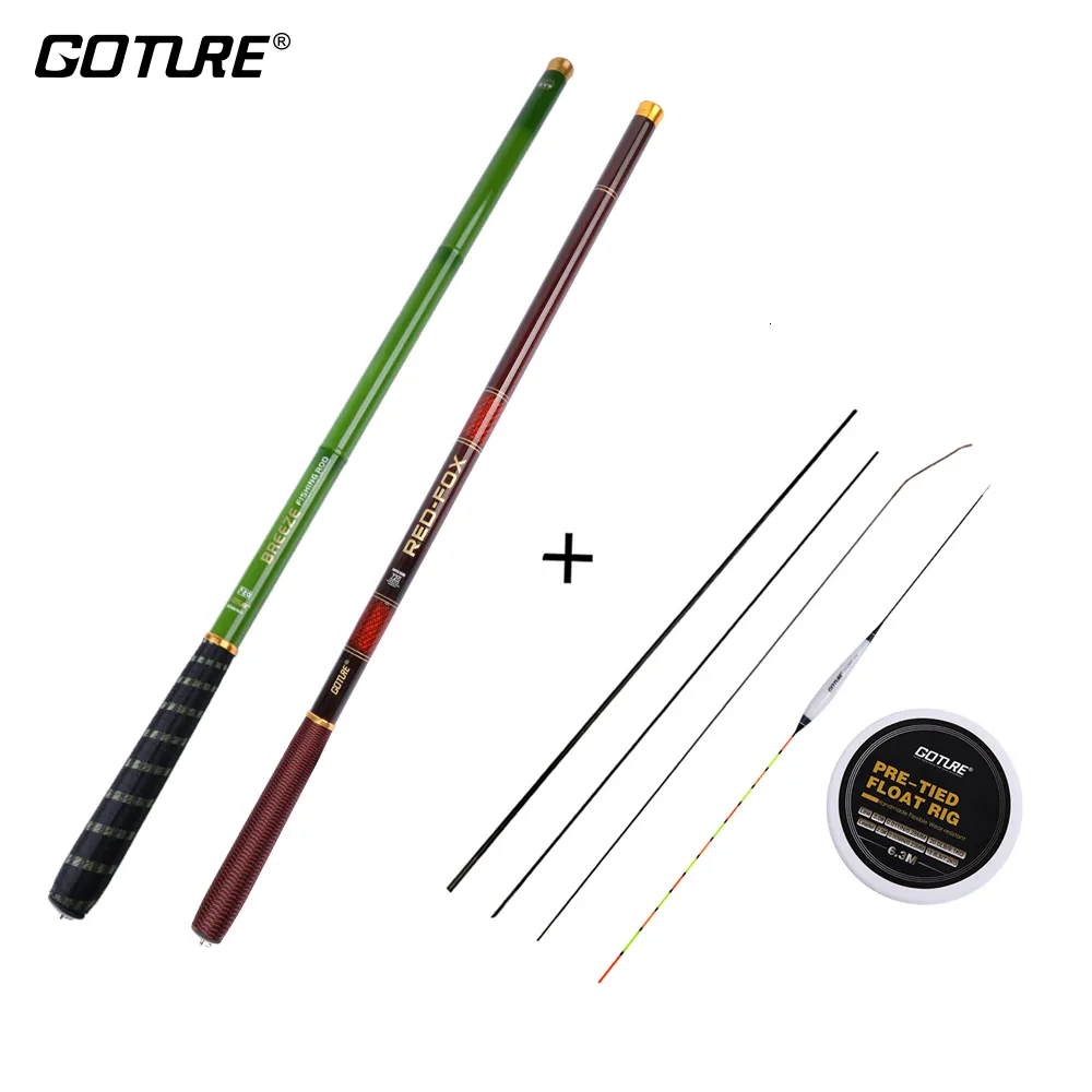 ボート釣り竿Goture Ultralight Super Hard Rod 7.2m-3.0mストリームハンドポールカーボン繊維伸縮型羽毛釣り竿とトップチップ230324