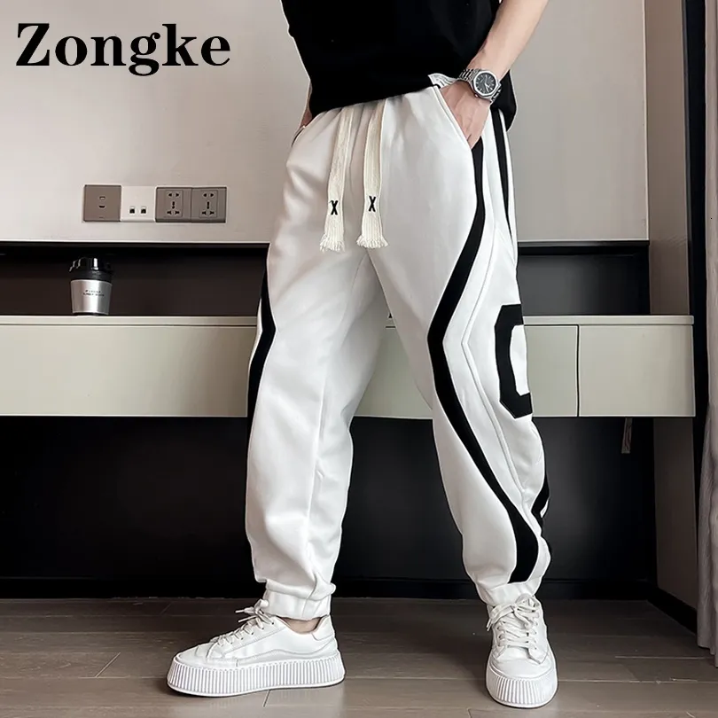 Men's Pants Zongke Streetwear Joggers Harem Chinese Size 3XL White Sweatpants Trousers Fashion 2023 Spring Arrivals 230324