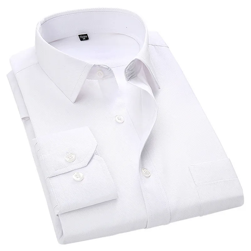 Mens Casual skjortor 4xl 5xl 6xl 7xl 8xl stor storlek Mense Business Casual Long Sleeved Shirt White Blue Black Smart Male Social Dress Shirts For Plus 230323