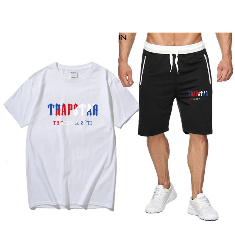 Męska letnia marka letnia marka wydrukowana męskie szorty Trapstar Trapstar męsko -sportowe dressweat o krótkim rękawie fajne męskie ubranie 230324