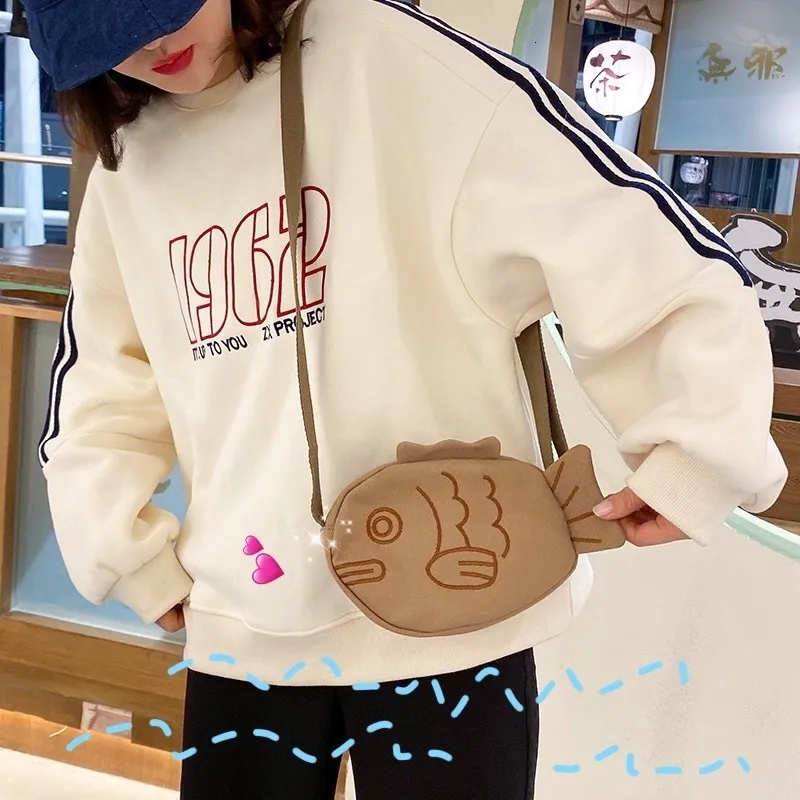 Cute Fish Embroidered Canvas Cat Waist Bag Portable