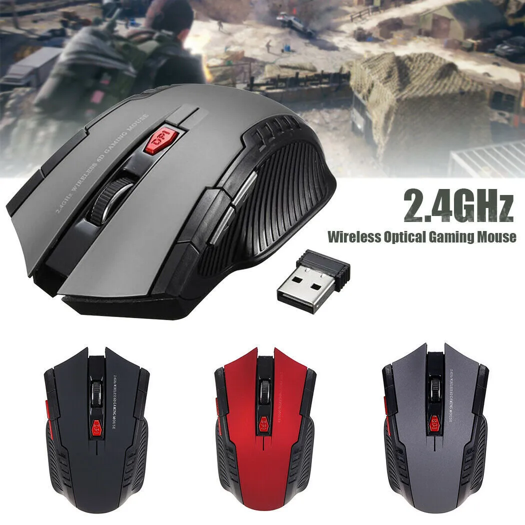 Kabellose Mäuse, 2400 DPI, 6 Tasten, 2,4 GHz, Mini-Bluetooth, kabellose optische Gaming-Mobilmaus, Geschenk für Bürodokumente, PC, Laptop