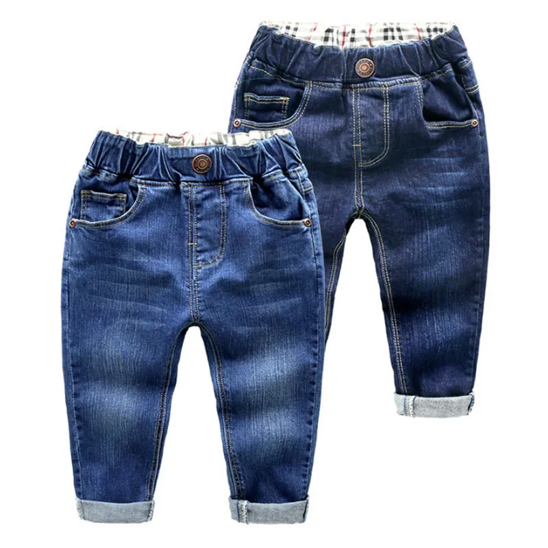 Dżinsy Spring/Autumn Children Chłopiec's Jeans Casual Elastyczne talia Solidne dżinsowe bawełniane ubrania dla dzieci dla 2-8 roku 230324