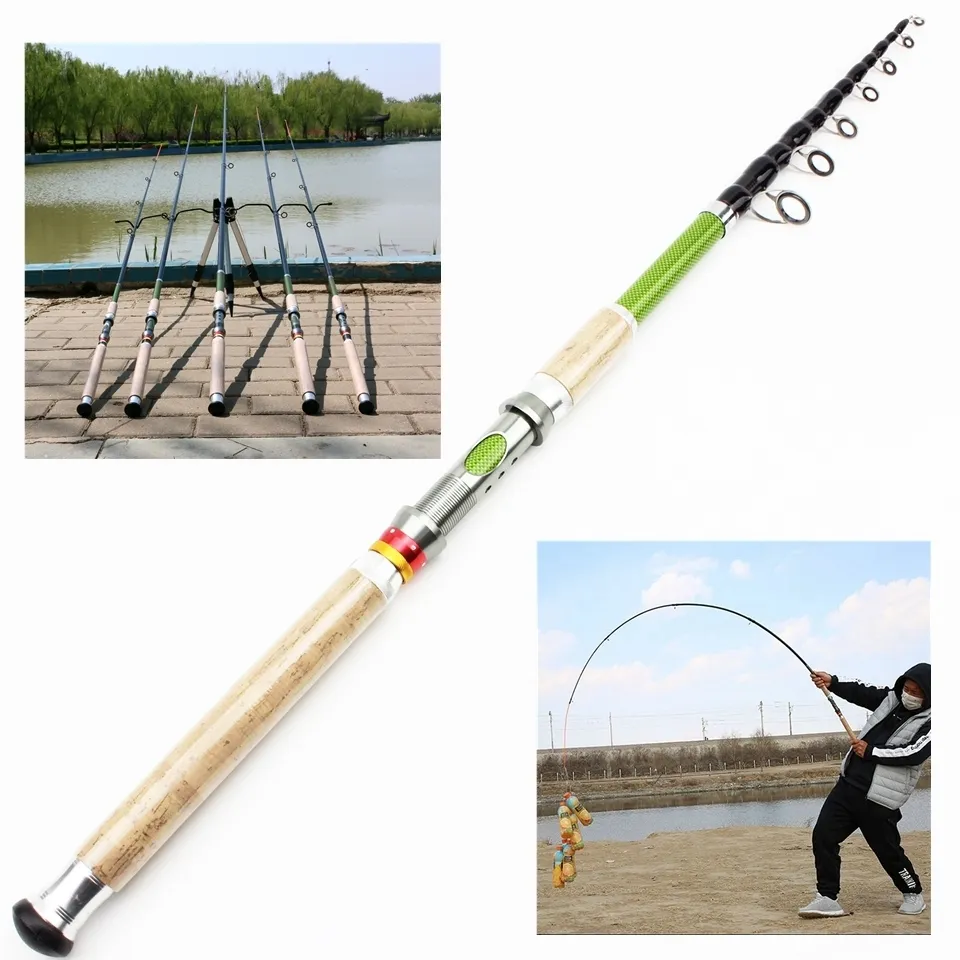 Boat Fishing Rods 2.7m 3.0m 3.6m lure Telescopic Fishing Rod carbon wooden handle Spinning Rod carp fishing sea pole Lure Weight 80-150g pesca 230324
