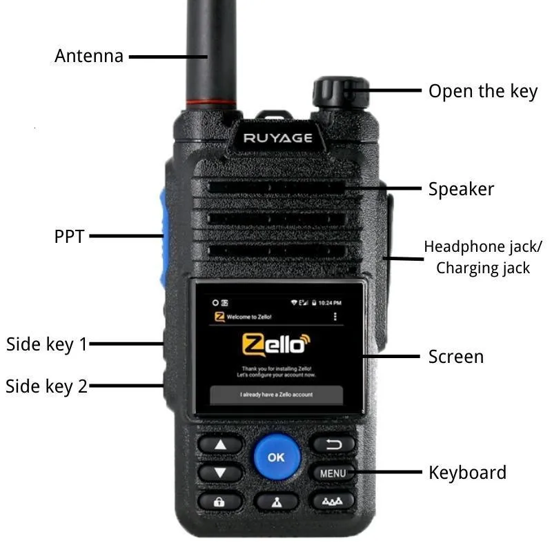 Ruyage ZL50 Zello 4G Walkie Talkie With SIM, WiFi, Bluetooth Long Range  Professional Two Way Radio, 100km Range From Tie04, $58.43