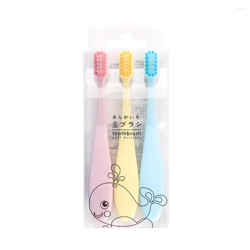 Bath Accessory Set 3pcs Children Kids Oral Cleaning Toothbrush Soft Bristles PP Handle Training Toothbrushes