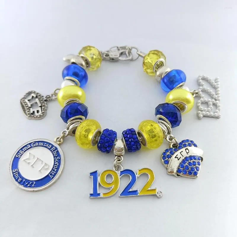 Bracelets de charme requintado grego sigma gamma rho rho sorority letra de esmalte 1922 Big Hole Burads Jóias de pulseira femininas