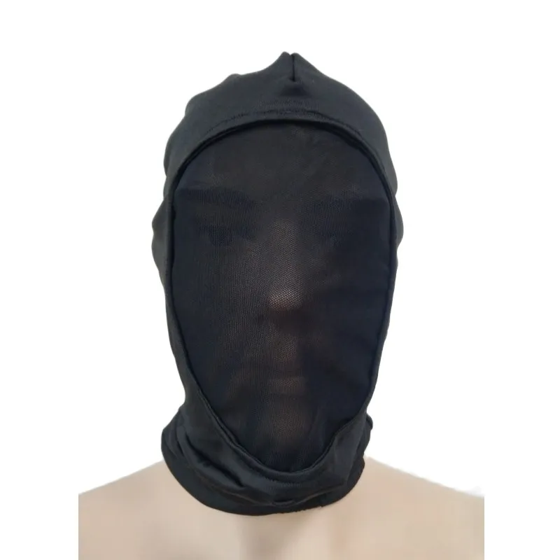 Accessoires de costumes capuche masques d'Halloween Costumes de Cosplay capuche en spandex visage ouvert avec maille adulte unisexe Zentai Costumes accessoires de fête