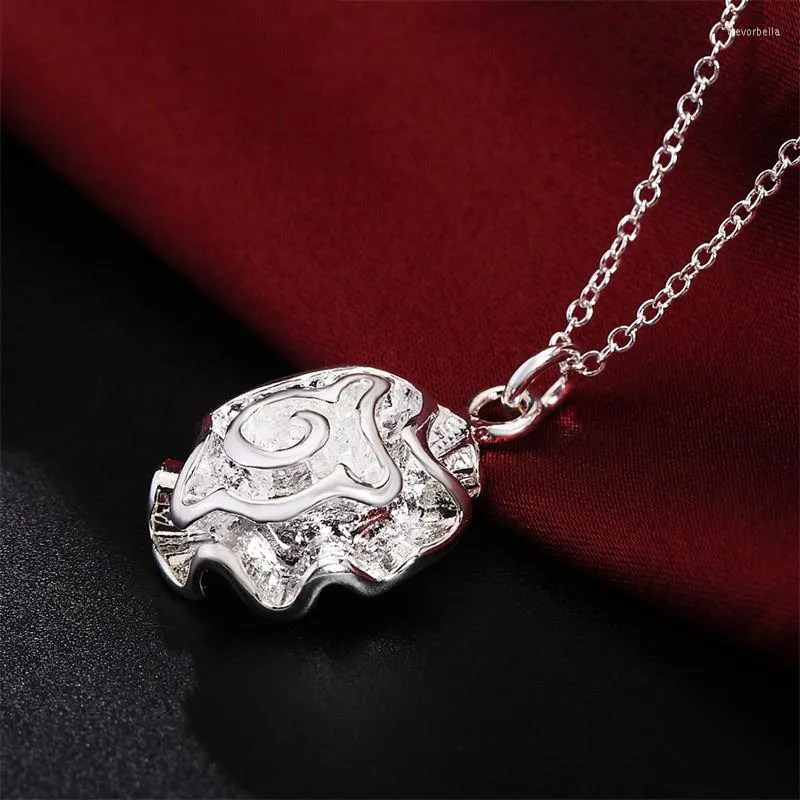 Chaînes 925 Sterling Silver Rose 18 pouces Collier Pendentif Dames Mode Bijoux Cadeau de mariage