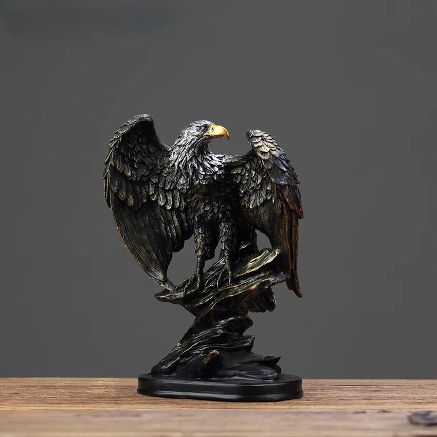 Dekorativa objekt Figurer Harts Eagle Statue Sculpture Collectible Figurines Desk Decoration Feng Shui Wealth Animal Statues Office Hom 230323