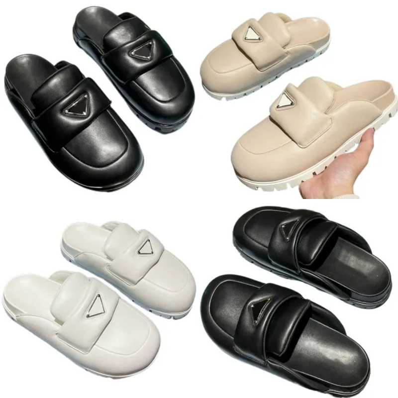 Designer Triangle Logo Platform Loafer Slippers With Metal Letter