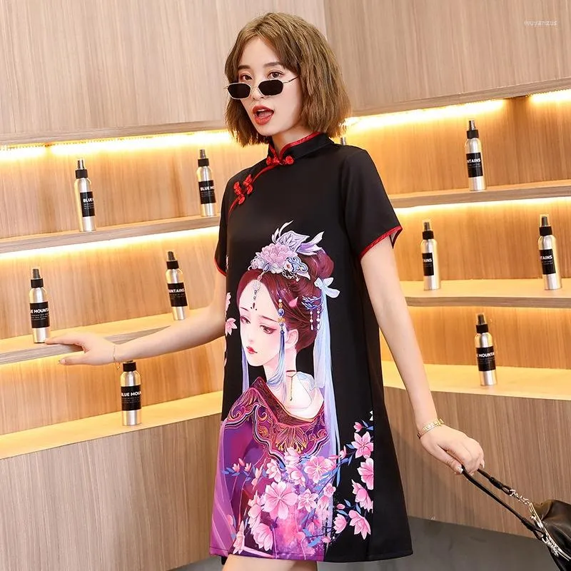 Ethnic Clothing Modern Chinese Traditional Dress Cheongsam Qipao Loose Casual Young Girl Asian Clothes Robe Vintage Femme Oriental 10297