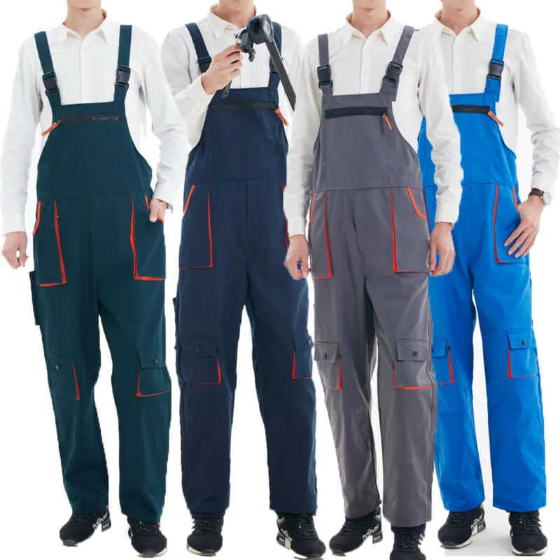 Herrbyxor Spring Autumn Fashion Nya manliga målare overalls overalls Dungarees Men Bib and Brace Work Engineers Overalls W0325